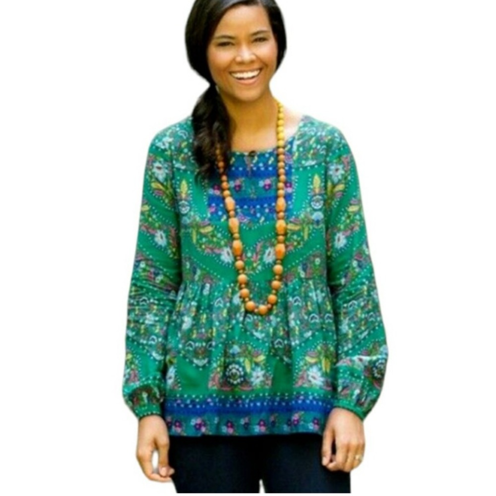 BEAUTIFUL Matilda Jane Make Believe Top green floral boho medium breezy cool